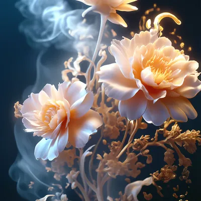 Красивые светлые цветы, дым, …» — создано в Шедевруме