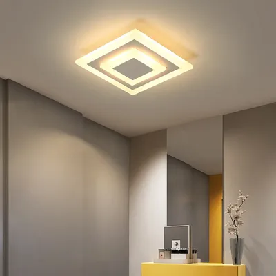 Современный светодиодный светильник для потолка, Коридорная лампа для  ванной комнаты, гостиной, круглое квадратное освещение, украшение для дома,  креативное освещение для спальни | AliExpress