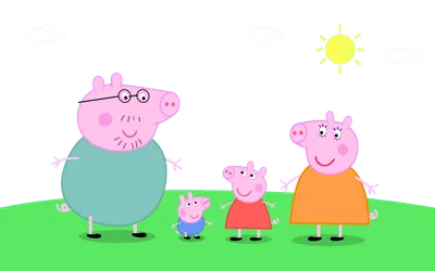 Наклейка на стену Семья Свинки Пеппы Peppa Pig Family в интерьере, печать  на холсте, баннере от 200 р. декор, большая наклейка,