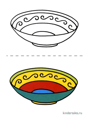 Красивая тарелка — раскраска для детей. Распечатать бесплатно.
