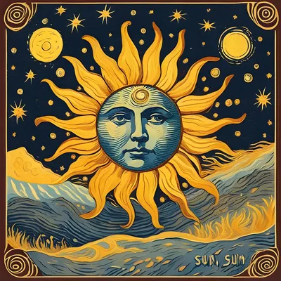 Wall Art Print | The Sun-a Van Gogh Style interpretation of the tarot card  | Abposters.com