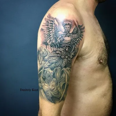 Фото татуировки ангела на руке: средний размер