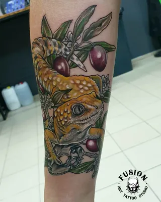 Красочная татуировка ящерицы на руке: изображение в HD