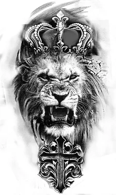 Лев с крестом с короной эскиз тату | Lion head tattoos, Lion tattoo, Lion  leg tattoo
