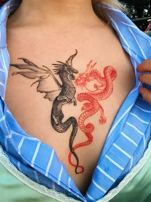 Изображение тату на руке дракона с фантастическими деталями