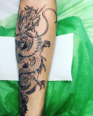 Картинка тату на руке дракон в деталях: PNG