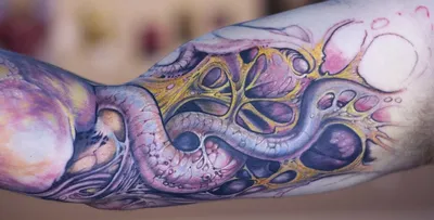 Фото татуировки на сгибе руки с цветами