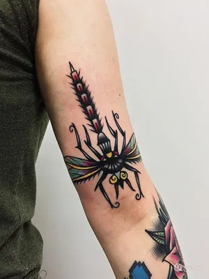Татуировка стрекозы на руке: красивая фотография на фоне заката