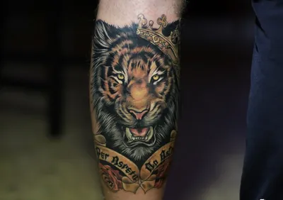 Картинка тату тигра на руке: символизирует силу и защиту