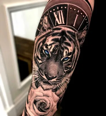 Картинка тату тигра на руке: прекрасное сочетание черного и оранжевого