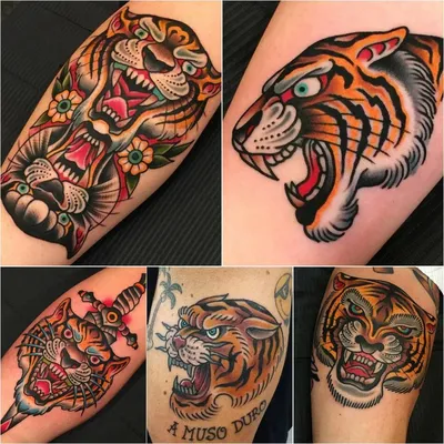 Фотография тату тигра на руке в азиатском стиле