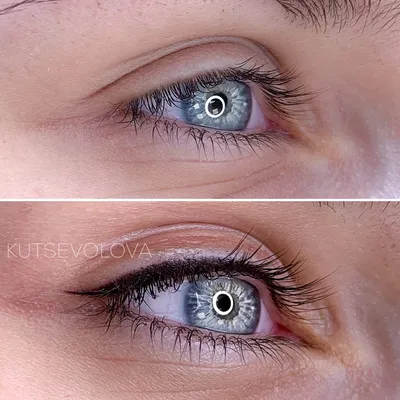 Изображение татуажа глаз до и после
