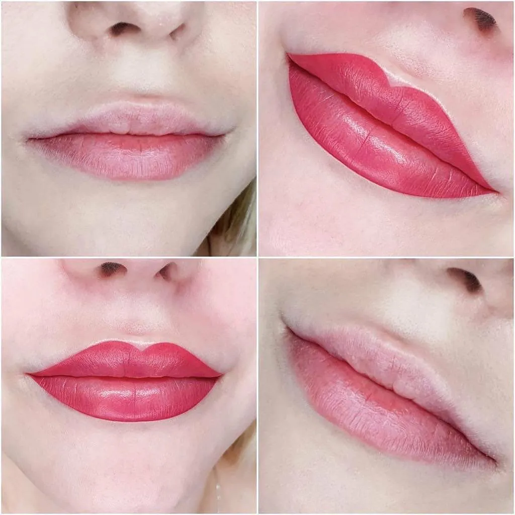 Контур губ перманентный макияж фото до и после фото