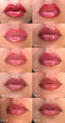 Татуаж губ персикового цвета на большом изображении