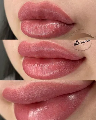 Оригинальное фото Татуаж губ персиковый цвет