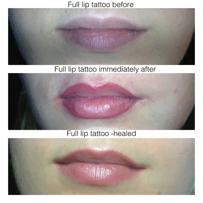 Фото татуажа губ с использованием разных красителей