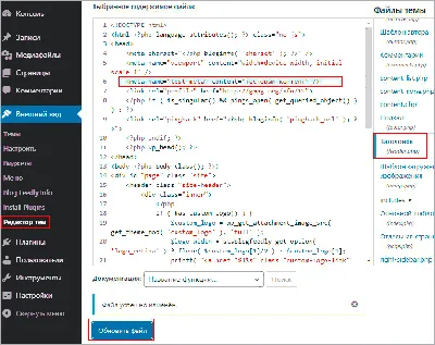 Добавить код в head WordPress – в темах, плагинами и php кодом