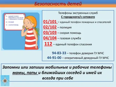 Номера телефонов экстренных служб - инфографика