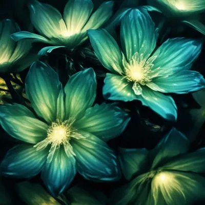 Темно-зеленые цветы, сияние, темный …» — создано в Шедевруме