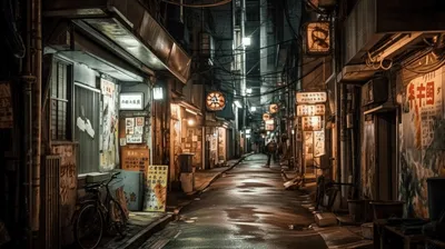 темный переулок в японии с вывесками в дождливую ночь, декорации задней  аллеи кабукитё, кабукитё, Синдзюкуку фон картинки и Фото для бесплатной  загрузки
