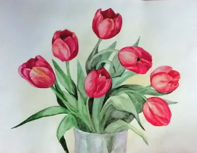 Тюльпаны акварелью (процесс рисования)/watercolor tulips( drawing process)  | Цветочные картины, Инструкция по покраске, Учебники по акварельной  живописи