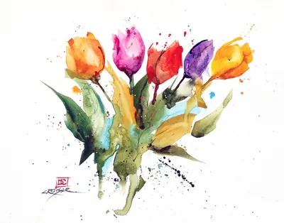 Как нарисовать тюльпаны в вазе: пошаговый урок рисования акварелью