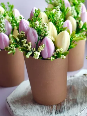 Тюльпаны из стекла в вазочке,1 или 3 цветка. - Imperialglass