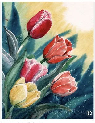 Фото Нарисованные оранжевые тюльпаны