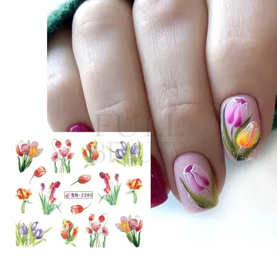 Фиолетовый маникюр с тюльпанами | Красивые ногти. Маникюр. DivaNail |  ВКонтакте