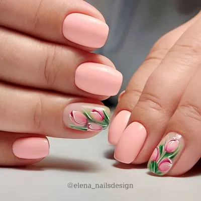 Курсы Дизайн ногтей МК on Instagram: “Нежные тюльпаны😍🌷 #цветынаногтях  #цветочныйманикюр #маникюрвесна2021 #розовыймани… | Floral nails, Cute gel  nails, Diy nails