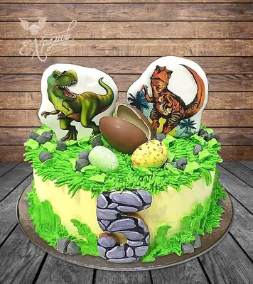 Торт с динозаврами | Торт с динозавром, Тематические торты, Торт