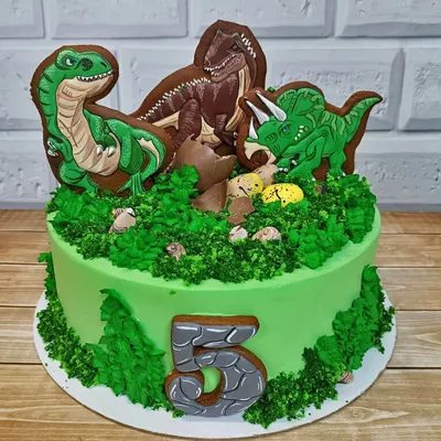 Торт С динозаврами для девочки купить на заказ в СПб | CC-Cakes