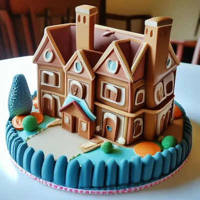 Торт в виде дома на новоселье 01041819 стоимостью 49 400 рублей - торты на  заказ ПРЕМИУМ-класса от КП «Алтуфьево»