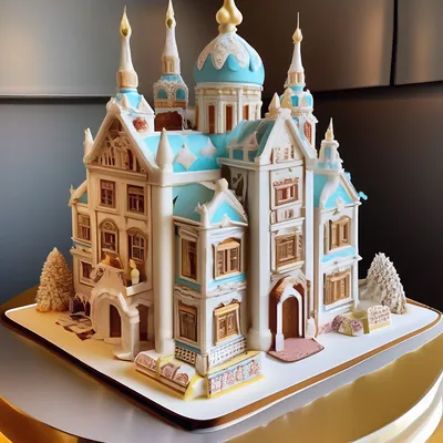 Торт в виде дома с воздушными …» — создано в Шедевруме