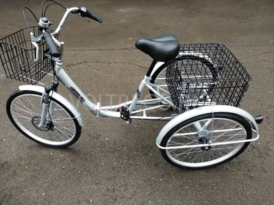 Трехколесный велосипед для взрослых складной Трицикл Doonkan Trike 24  дюймов колеса серебристый