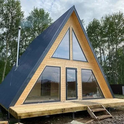 Треугольный А дом шалаш А-образной формы — проект, цена, A-frame house, два  проекта — 114-Д