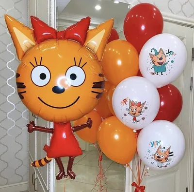 Воздушный шар Три кота, фольга 46см/ Воздушный шарик детский на день  рождения - купить в интернет-магазине OZON с доставкой по России (698093612)