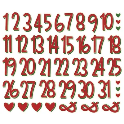 Высечки цифры 1-31 - Jingle All The Way Cardstock Die-Cuts