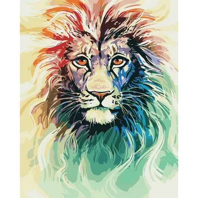МСА264 Цветной лев Раскраска картина по номерам на холсте купить недорого в  интернет магазине в Москве, СПБ и других городах России, цены, фото, отзывы