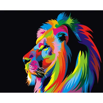 Картина по номерам Цветной лев, 40х50 см, в стретч-пленке, Rainbow Art  (GX3973) купить в Киеве, Наборы для творчества в каталоге интернет магазина  Платошка