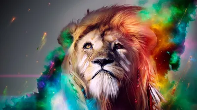 Картинки lion abstract, лев, абстракция, цветной - обои 1366x768, картинка  №156354