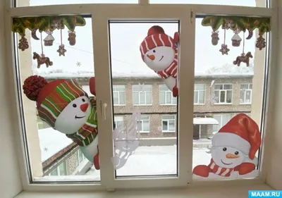 Новогодний стикер на окно \"Дед Мороз с мешком\" купить в Туле
