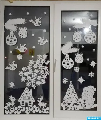 Новогодний стикер на окно \"Дед Мороз с мешком подарков\" купить в  Калининграде