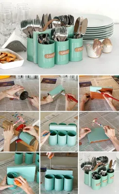 9 вещей для уютного дома, которые можно сделать своими руками | Изюминки |  Decoración de unas, Organizador de cubiertos, Latas de conserva