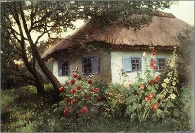 Pin by Viktoria Gruzd on Украинский пейзаж. Хаты. | Ukrainian art, Cottage  art, Beautiful paintings
