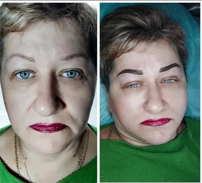 Изображение ужасного татуажа бровей для статьи о красоте
