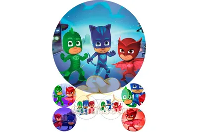 Съедобная Вафельная сахарная картинка на торт Герои в масках PJ Masks 012.  Вафельная, Сахарная бумага, Для меренги, Шокотрансферная бумага.