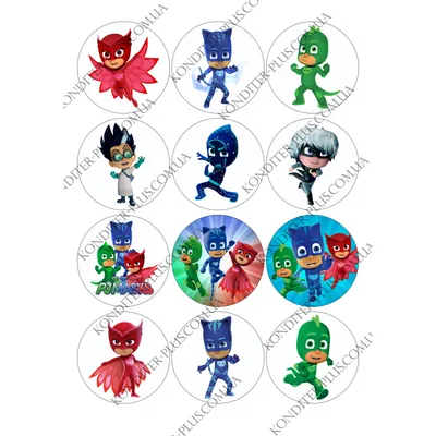 Съедобная Вафельная сахарная картинка на торт Герои в масках PJ Masks 013.  Вафельная, Сахарная бумага, Для меренги, Шокотрансферная бумага.