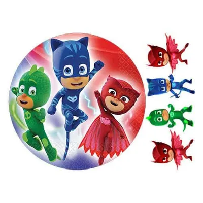 Съедобная Вафельная сахарная картинка на торт Герои в масках PJ Masks 011.  Вафельная, Сахарная бумага, Для меренги, Шокотрансферная бумага.