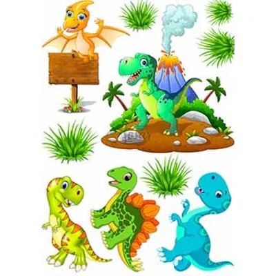 Вафельные и Сахарные съедобные картинки - \"Динозавры и динозаврики\" на  торт, маффин, капкейк или пряник | \"CakePrint\"™ - Украина